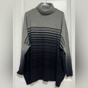 Pure DKNY Oversized Ombré Turtleneck Sweater Dolman Sleeves Wool Blend